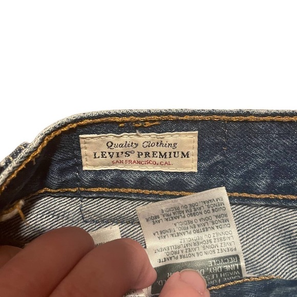 levi’s 501 Button Fly Jeans w/Red Floral Detail Down Sides - Picture 2 of 7